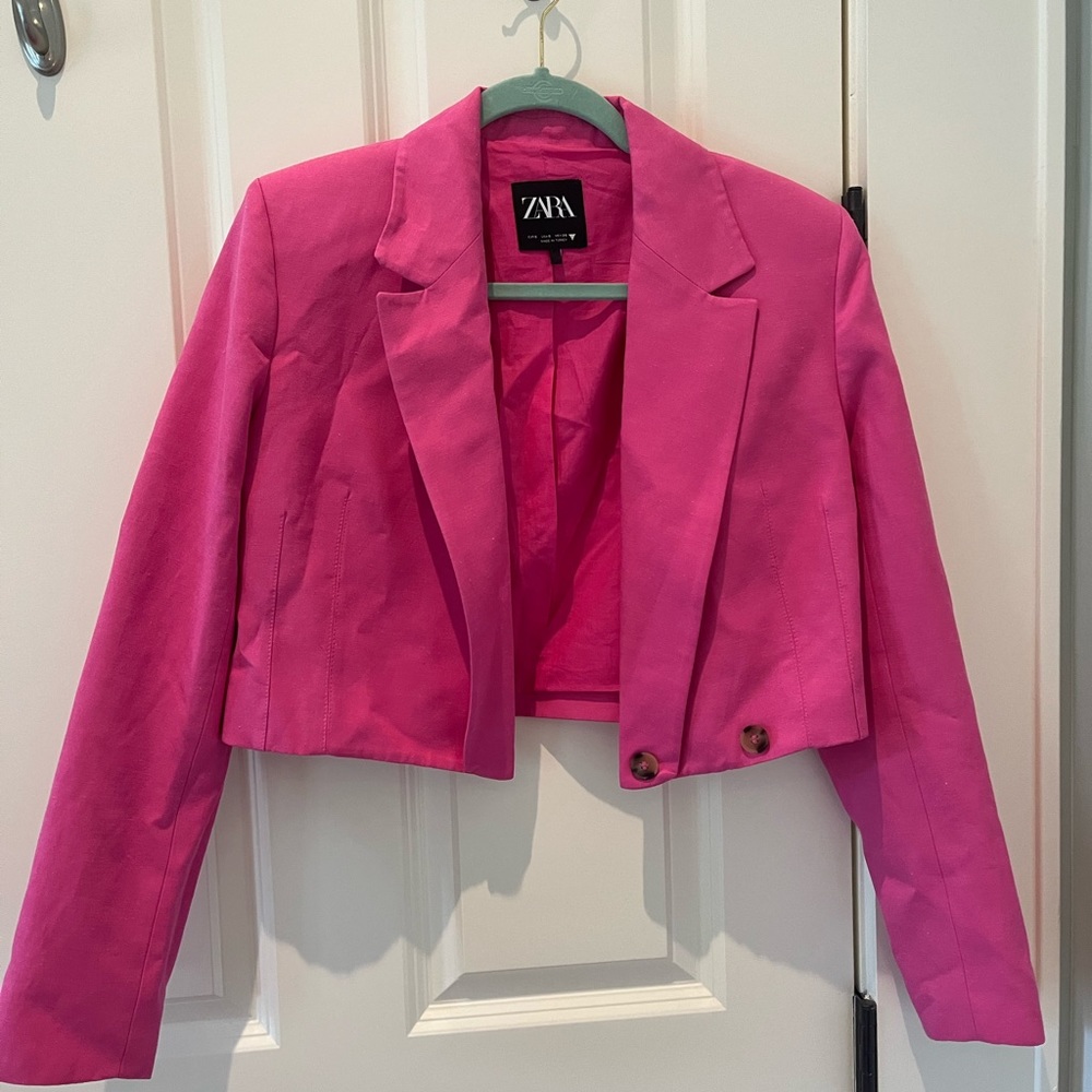 Hot Pink Zara Cropped Blazer